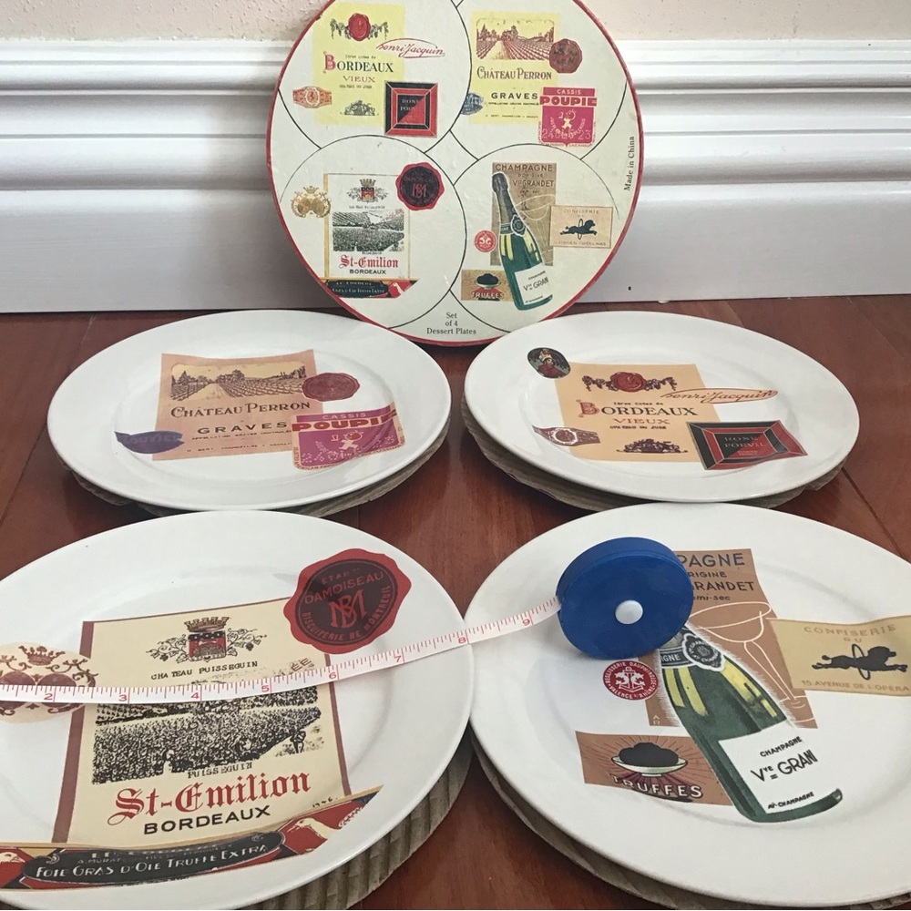 Wine Label Dessert Plates Set